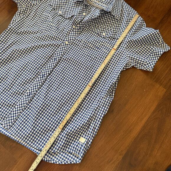 G-Star Raw Men's Short Sleeve Arc 3D Shirt Gingham Check Button Up Blue XXL - Picture 9 of 9